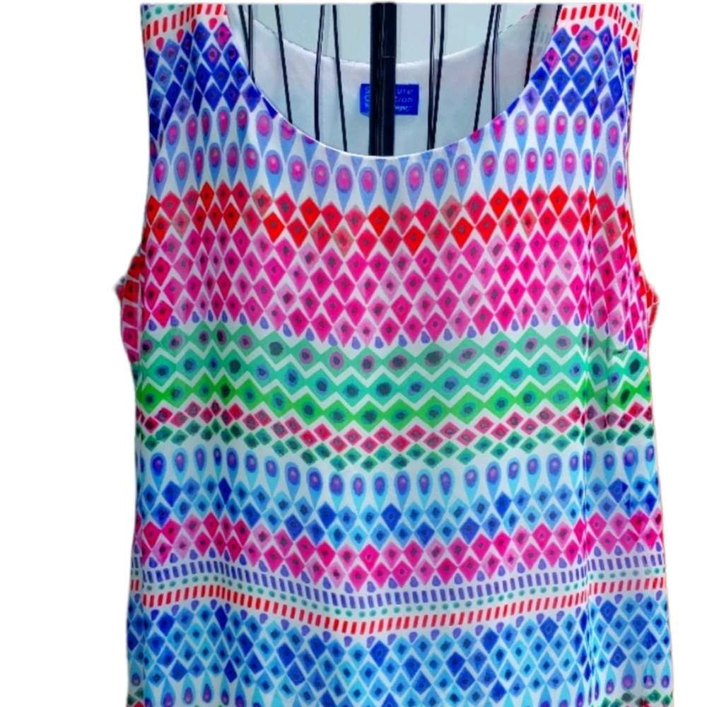 Vicky Lane Tank Top Sleeveless Pretty Striped Print Chiffon